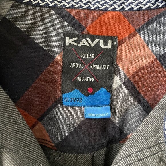 Kavu Button Up Shirt Long Sleeve Collared Casual Gray XL - Picture 5 of 9